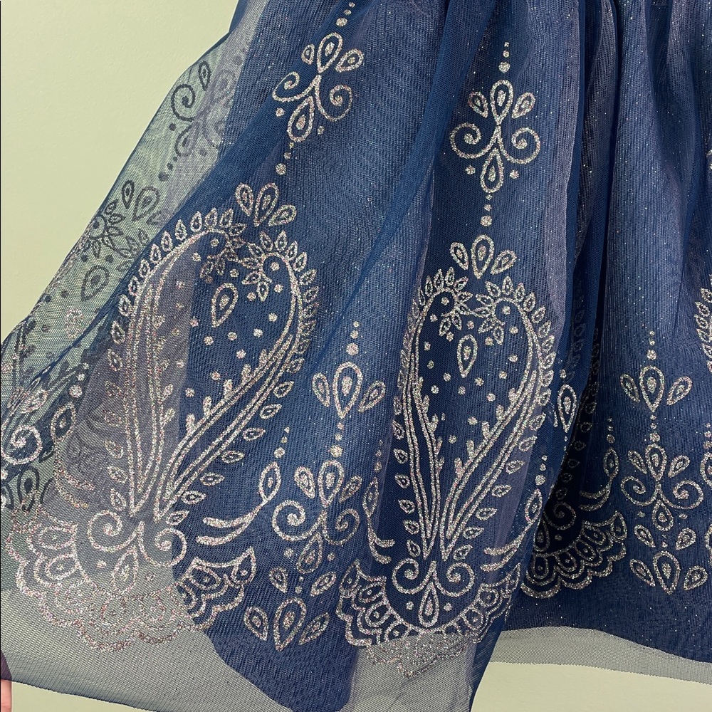 Blueberi Boulevard Blue Velvet Dress Sparkle Skirt - Picture 7 of 11